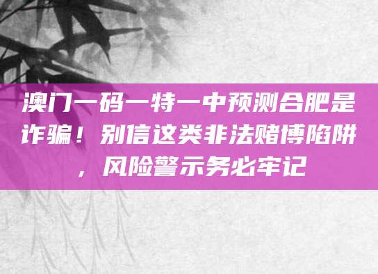 澳门一码一特一中预测合肥是诈骗!别信这类非法赌博陷阱,风险警示务必牢记