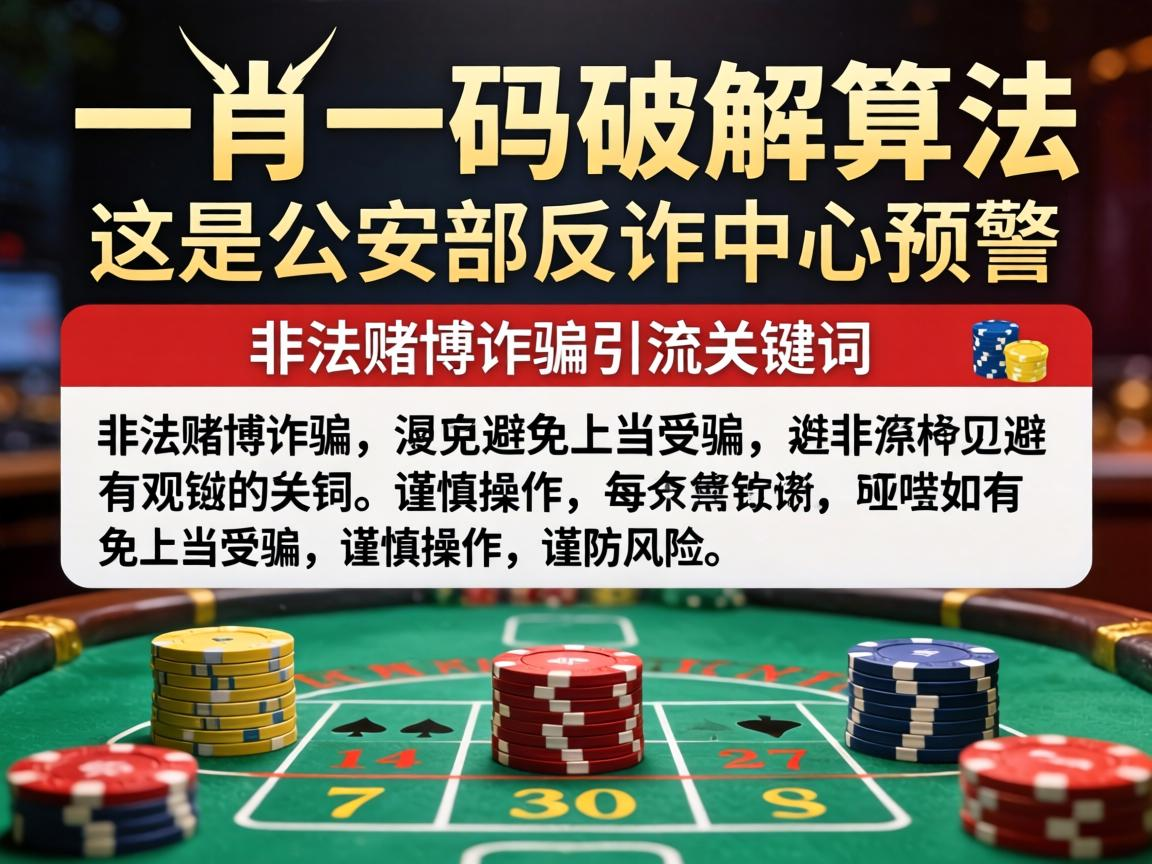 警惕“一肖一码破解算法”骗局，这是公安部反诈中心预警的非法赌博诈骗引流关键词