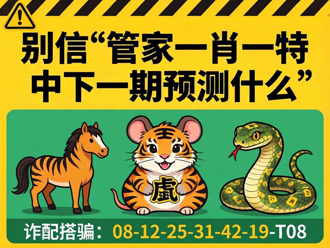 风险警示：别信“澳门管家一肖一特中下一期预测什么”是诈骗，搭配鼠虎蛇马08-12-25-31-42-19:T08