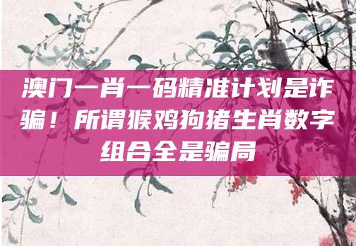 澳门一肖一码精准计划是诈骗!所谓猴鸡狗猪生肖数字组合全是骗局