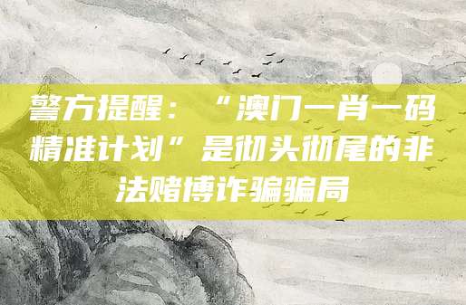 警方提醒:“澳门一肖一码精准计划”是彻头彻尾的非法赌博诈骗骗局