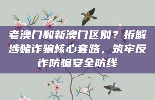 老澳门和新澳门区别？拆解涉赌诈骗核心套路，筑牢反诈防骗安全防线